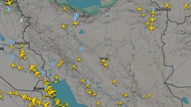 חזרת הטיסות לשמי איראן, 15.01.26 (צילום: flightradar24)