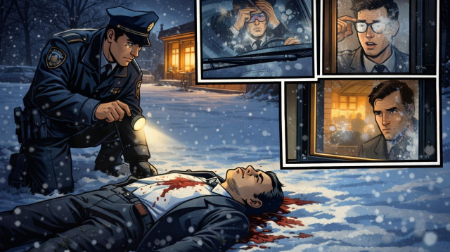 חקירת רצח בליל שלג (צילום: AI)