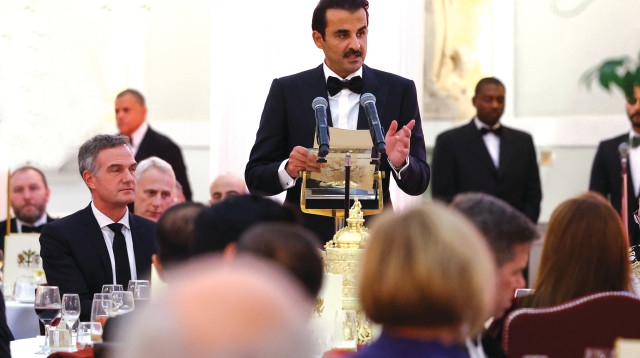 אמיר קטאר שייח' תמים בן חמד אאל ת'אני בלונדון 2024 (צילום: רויטרס)