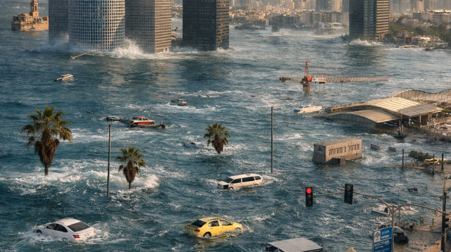 תל אביב מתחת למים (צילום: AI)