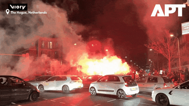 לילה של מהומות בהולנד ובלגיה אחרי ההפסד של נבחרת מרוקו בגמר אליפות אפריקה (צילום: צילום מסך, .)