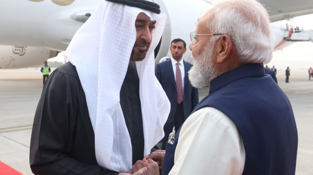 ראש ממשלת הודו נרנדרה מודי ונשיא האמירויות מוחמד בן זאיד (צילום: שימוש לפי סעיף 27א')