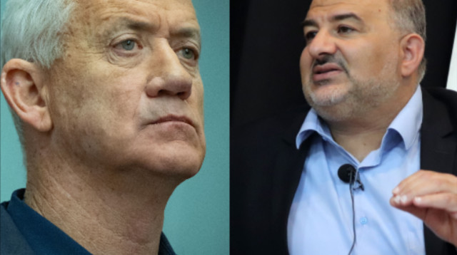 מנסור עבאס, בני גנץ  (צילום: יונתן זינדל, פלאש 90,שאכר מואסי)