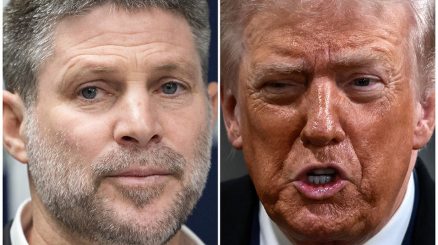 דונלד טראמפ, בצלאל סמוטריץ' (צילום: REUTERS/Evelyn Hockstein,חיים גולדברג, פלאש 90)