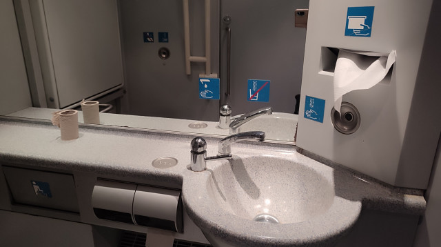 שירותים במטוס (צילום: שאטרסטוק)