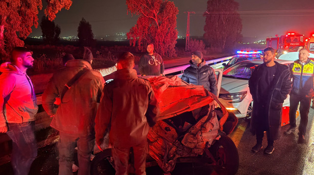 זירת התאונה ליד צומת הסרגל (צילום: תיעוד מבצעי מד"א)