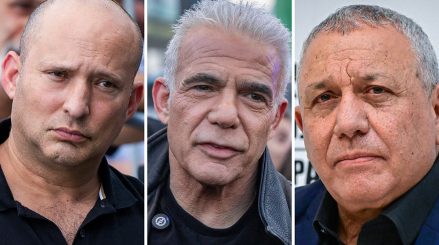 גדי איזנקוט, יאיר לפיד, נפתלי בנט (צילום: פלאש 90)