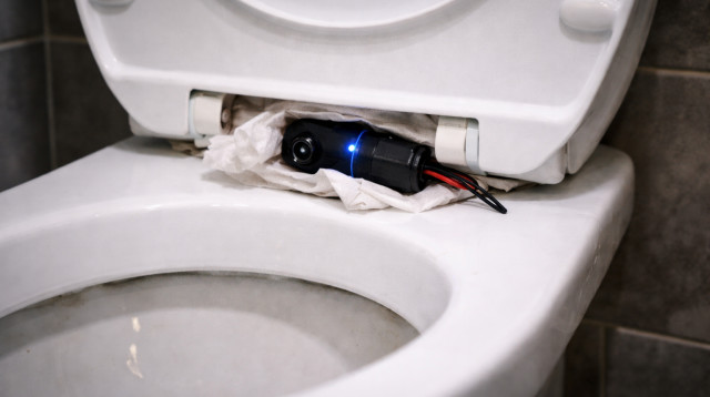 מצלמה נסתרת באסלה ציבורית (צילום: AI)