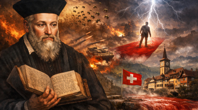 נוסטראדמוס בחזון אפוקליפטי (צילום: AI)