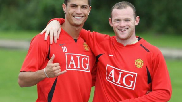 וויין רוני וכריסטיאנו רונאלדו במנצ'סטר יונייטד (צילום: John Peters)