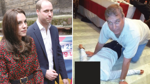 הנסיך אנדרו, הנסיך וויליאם וקייט מידלטון (צילום: מימין לשמאל: משרד המשפטים האמריקאי, רויטרס)