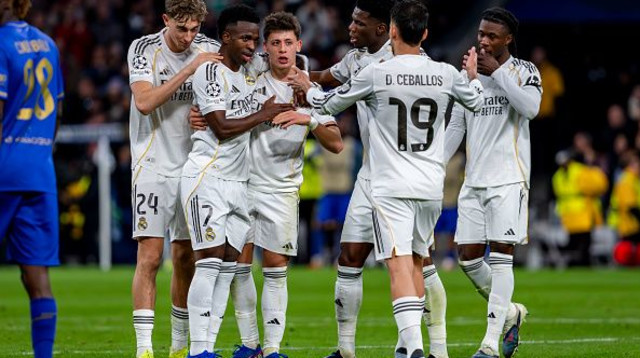 שחקני ריאל מדריד חוגגים (צילום: GettyImages)