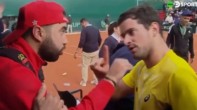 בלגן בגביע דייויס בין קולומביה ומרוקו (צילום: צילום מסך, מתוך X (לשעבר טוויטר))