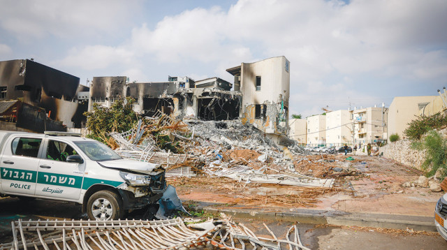 תחנת המשטרה בשדרות לאחר ה-7 באוקטובר (צילום: חיים גולדברג פלאש 90)