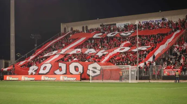 אוהדי הפועל תל אביב הגיעו בהמוניהם, וגם גרמו לנזק (צילום: מאור אלקסלסי)