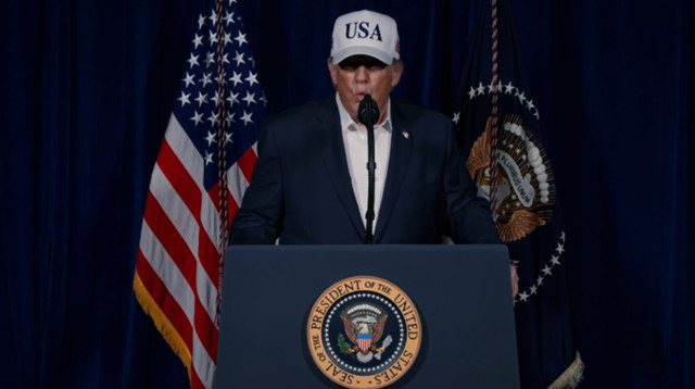 דונלד טראמפ בהצהרה על התקיפה באיראן (צילום: צילום מסך מהרשת החברתית של דונלד טראמפ)