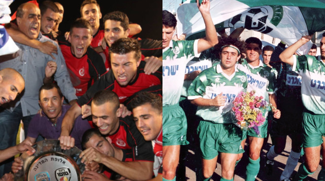 מכבי חיפה 93/94 והפועל תל אביב 2010 (צילום: רוני שיצר ואודי נבון)