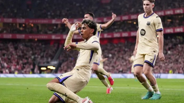 14 שערי ליגה העונה. לאמין ימאל (צילום: GettyImages, Juan Manuel Serrano Arce)