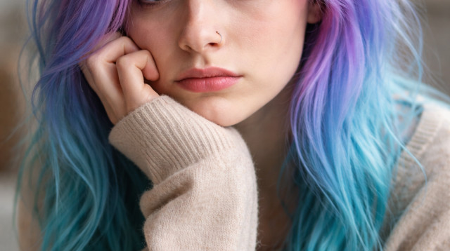 אישה עם צבע בשיער (צילום: AI)