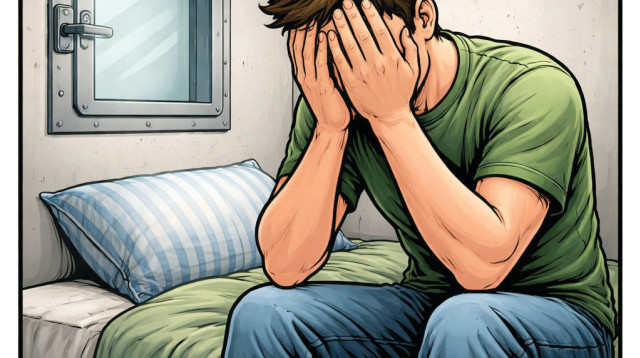 גבר בממ"ד (צילום: AI)