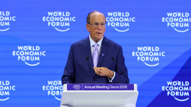 לארי פינק, יו"ר ומנכ"ל בלקרוק בפורום הכלכלי העולמי בדאבוס, שוויץ (צילום: רויטרס)