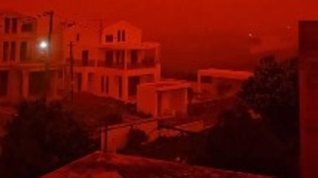 אובך קיצוני בכרתים שביוון (צילום: צילום מסך רשתות חברתיות לפי חוק 27א לזכויות יוצרים)