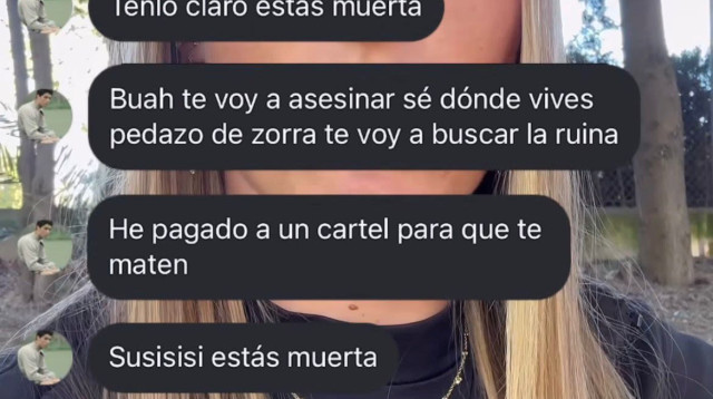 מרינה באסולס מציגה את האיומים שקיבלה (צילום: צילום מסך, אינסטגרם)