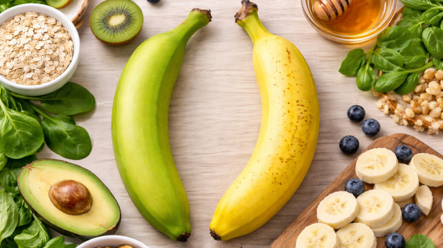 בננה ירוקה וצהובה (צילום: AI)