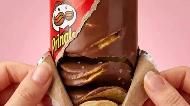 פרינגלס עם שוקולד (צילום: צילום מסך)