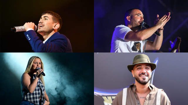 עומר אדם, ששון שאולוב, איתי לוי, עדן בן זקן (צילום: אורטל דהן זיו, פלאש 90: דוד כהן, אריי לייב אברמס, מיכאל גלעדי)