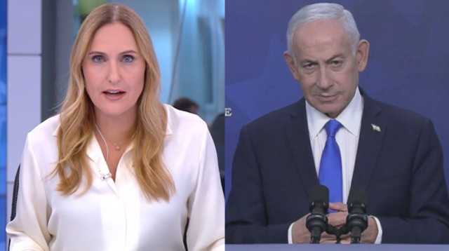 בנימין נתניהו, קרן מרציאנו (צילום: לע"מ,צילום מסך קשת 12)