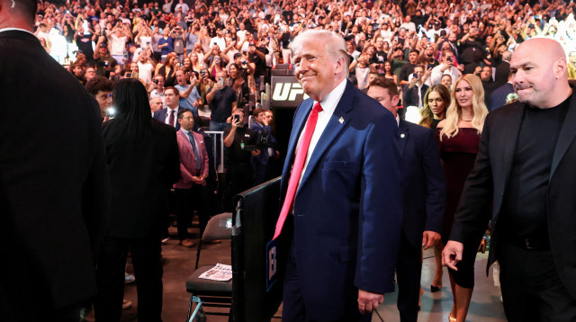טראמפ באירוע UFC במיאמי (צילום: רויטרס)
