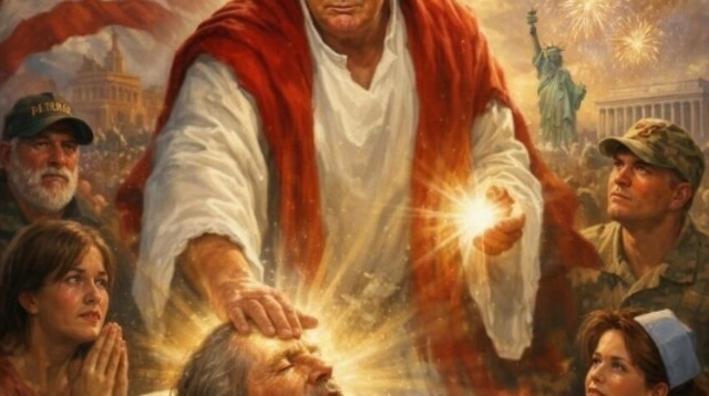 דונלד טראמפ מוצג כישו (צילום: צילום מסך רשתות חברתיות)