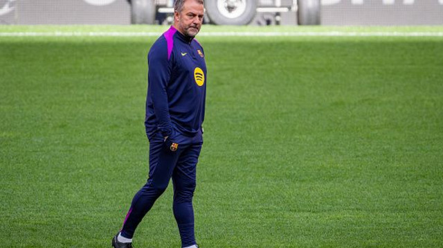 האנזי פליק על כר הדשא (צילום: Alberto Gardin/Eurasia Sport Images/Getty Images)