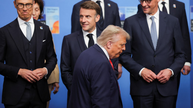 דונלד טראמפ, פרידריך מרץ, עמנואל מקרון, אלכס סטוב (צילום: REUTERS/Christian Hartmann)