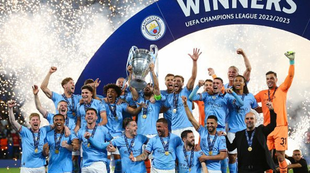 מנצ'סטר סיטי חוגגת את הזכייה בליגת האלופות בעונת 2021/22 (צילום: Craig Mercer/MB Media)