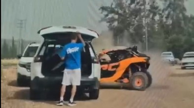 רוכב טרקטורון מתנגש ברכב בפארק יער בן שמן (צילום: צילום מסך,באדיבות אביר קארה)