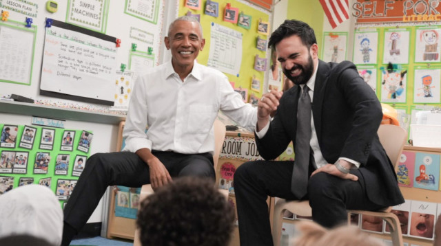 זוהרן ממדאני וברק אובמה (צילום: צילום מסך רשת X)