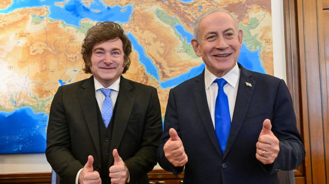 נתניהו ונשיא ארגטינה חאבייר מיליי (צילום: קובי גדעון לע"מ)