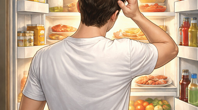 עמידה מול המקרר (צילום: AI)