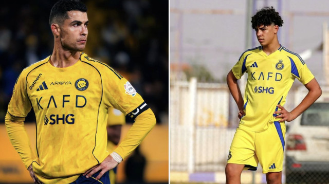 כריסטיאנו רונאלדו ובנו (צילום: צילום מסך, X (טוויטר))