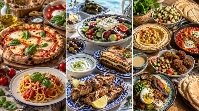 מטבח איטלקי, יווני וישראלי (צילום: AI)