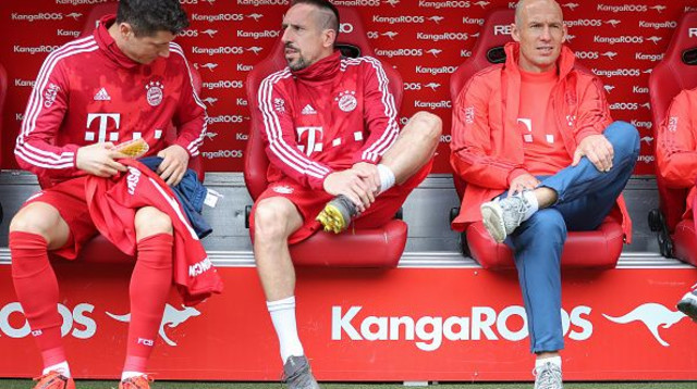 אריאן רובן, פרנק ריברי ורוברט לבנדובסקי במדי באיירן מינכן (צילום: Getty images)