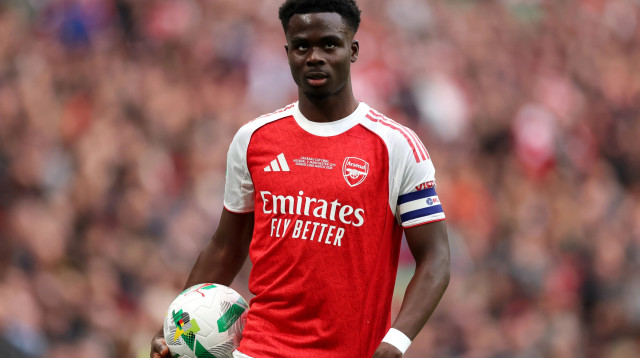 שחקן ארסנל, בוקאיו סאקה (צילום: GettyImages, Julian Finney)