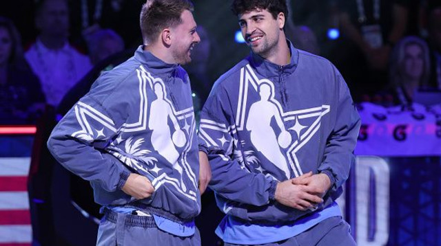 דני אבדיה ולוקה דונצ'יץ' במשחק האולסטאר (צילום: Joe Murphy)