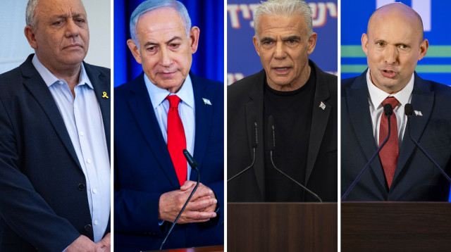 נפתלי בנט, יאיר לפיד,בנימין נתניהו,גדי איזנקוט (צילום: פלאש 90)