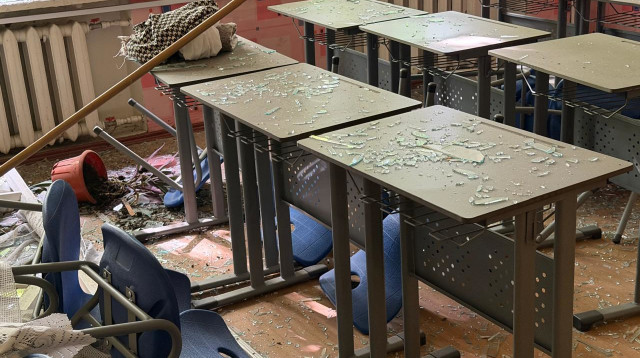  הרס רב בבית הספר היהודי באודסה, אוקראינה (צילום: יח"ץ הקהילה היהודית באוקראינה)