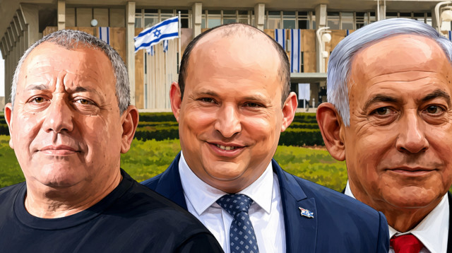 בנימין נתניהו, נפתלי בנט, גדי איזנקוט (צילום: פלאש 90,יוסי אלוני)