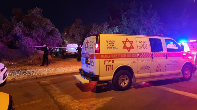 זירת החשד לרצח ברמלה, ניידת מד"א (צילום: תיעוד מבצעי מד"א)