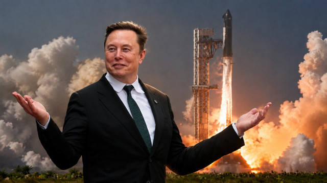 אילון מאסק על רקע שיגור חללית של SPACEX (צילום: רויטרס)